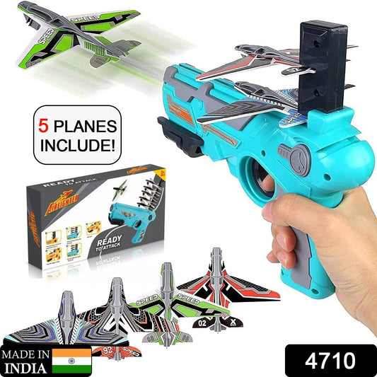 4710 Airplane Launcher Gun Toy With Foam Glider Planes Outdoor Games For Children Best Aeroplane Toys For Kids Air Battle Gun Toys  ( 5 Plane Include )